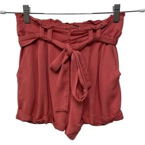 Forever 21‎ Paperbag Short Pull On Belted Tie Elastic Waist Pink Girly Women's S